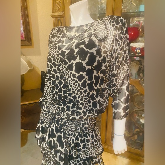 Vintage Pat Richards By Michael Maielle Black/White Sequins Dress - Picture 5 of 10